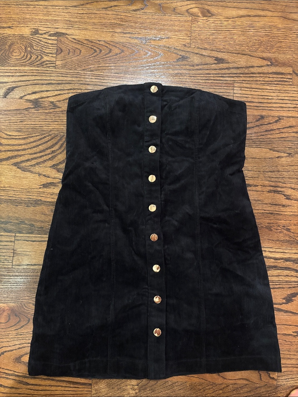 GAP corduroy Strapless Black Button-Front Mini Dress